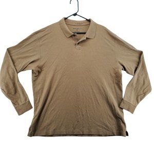 EDDIE BAUER Shirt Men's Long Sleeve Polo Button Closure Pullover Brown XL